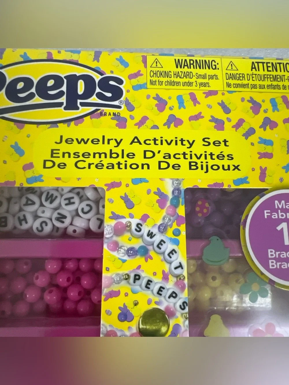 Peeps Kids Jewelry Activity Set - Yellow/Pink Bead Craft Kit